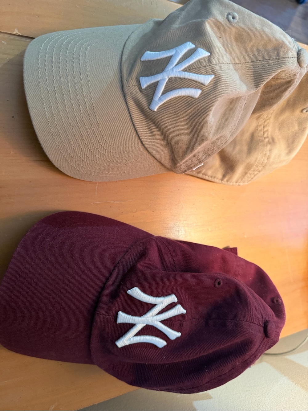 2-Pack ‘47 NY Yankees Clean Up Hats Khaki & Burgundy Adjustable